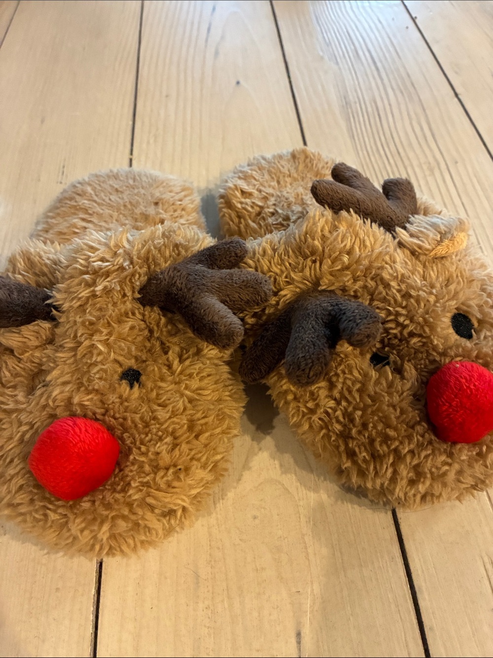 Cute Reindeer Plush Slippers with Red Noses